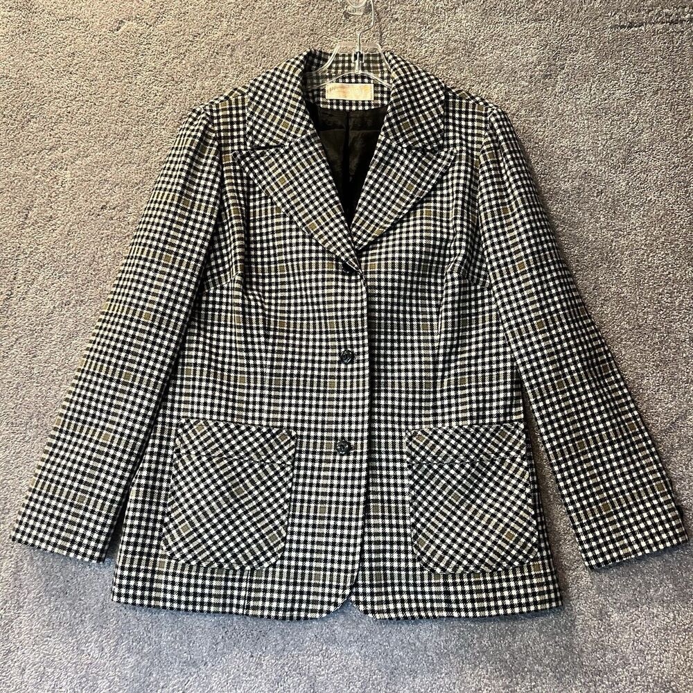 VTG Womens Pendleton Virgin Wool Jacket Blazer Coat Red  Black Plaid Sz 16 USA